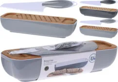 Набор посуды: хлебница с доской для резки 40x12,5x8,5см, нож для хлеба, длина 27см, Koopman