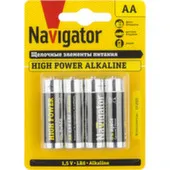 Батарейка Navigator щелочная (алкалиновая), тип АА, 1,5В, 4шт
