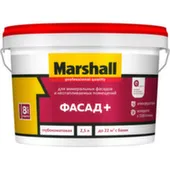 Краска водно-дисперсионная Marshall ФАСАД+ для фасадов и интерьеров BW, 2,5л