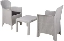 Мебель пластмас - набор стол 54x54x40см (1шт), кресло 58x57x89см (2шт), с подушками, Koopman