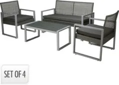 Мебель метал - набор: стол 84x44,5x38,5см (1шт), кресло 59x60,5x76см (2шт), скамья 112x60,5x76 см, с подушками, Koopman