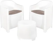 Мебель пластмас - набор стол 41x35x38см (1шт), кресло 53x59x75см (2шт), с подушками, Koopman