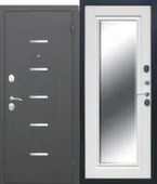 Дверь металлическая 7,5см Гарда (серебро) 860 мм Белый ясень зеркало Феррони Левое 860