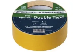 Лента-скотч для пароизоляции Double Tape, белая, 38 мм х 25 м, Megaflex