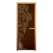 Дверь стеклянная Берёзка для бани и сауны, бронза матовая, 190x70 см, стекло 8 мм, левая, Везувий