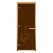 Дверь стеклянная Рыбка для бани и сауны, бронза матовая, 190x70 см, стекло 8 мм, левая, Везувий