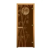 Дверь стеклянная Бамбук для бани и сауны, бронза матовая, 190x70 см, стекло 8 мм, правая, Везувий
