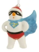 Новогоднее подвесное украшение Снеговик супермен из доломитовой керамики 6,5x3,5x8,2см, Magic Time