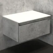 Шкаф навесной Осло бетон светлый с белой столешницей 60 см, Comforty