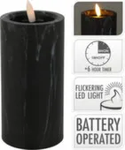 Светильник декоративный Мерцающая свеча, 7,5x7,5x15 см, 1 led-лампа, с функцией таймера, чёрный мрамор, Koopman