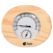 Термометр с гигрометром Банная станция овальный 16x14x3 см в деревянном корпусе для бани и сауны / 5