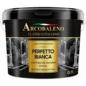 Краска Arcobaleno Perfetto bianca ультрабелая мат. для потолков и стен 0,9 л