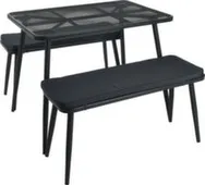 Набор садовой мебели металл: стол, 90x60x70см (1шт), скамья (2 шт) 90x32x43см с подушками, Koopman