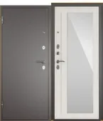 Дверь металлическая Титан Букле графит/Зеркало бел дуб 960x2066 мм Промет Левое