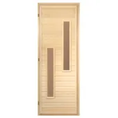 Дверь со стеклопакетом "Узкие длинные прямоугольники" 1,9x0,7 м.,липа Класс А, коробка из сосны,петли,в гофрокоробе "Банные штучки" / 1