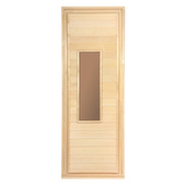 Дверь со стеклом (бронзовое) 1,9x0,7 м.,липа Класс А, коробка из сосны, с ручками и петлями в гофрокоробе "Банные штучки" /1