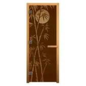 Дверь стеклянная Бамбук для бани и сауны, бронза матовая, 190x70 см, стекло 8 мм, левая, Везувий