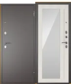 Дверь металлическая Титан Букле графит/Зеркало бел дуб 960x2066 мм Промет Правое