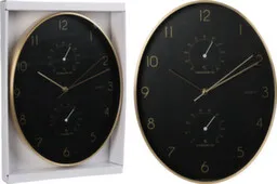 Часы настенные, 34,5x27,1x4,2 см, черные, с термометром и гигрометром, Koopman