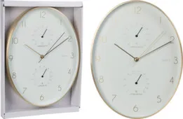 Часы настенные, 34,5x27,1x4,2 см, белые, с термометром и гигрометром, Koopman