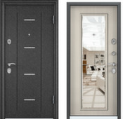 Дверь металлическая DELTA 10М черный шелк DL-1/ПВХ белый перламутр DM Торэкс 2050x950 Левое