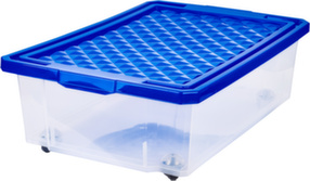 Ящик для хранения Optima, с крышкой и роликами, 30л, синий, лего, BranQ
