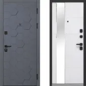 Дверь металлическая Сатин графит МДФ/Велюр белый софт Феррони 960 Правое