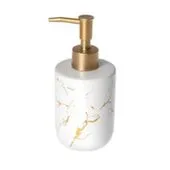 Диспенсер для жидкого мыла "Мрамор", керамика, матовое золото